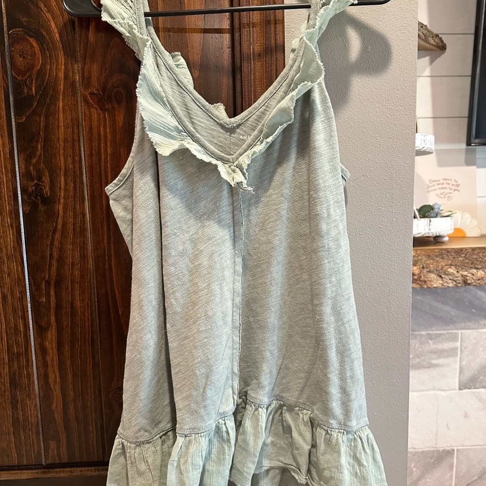Ruffled Gray Sleeveless Top